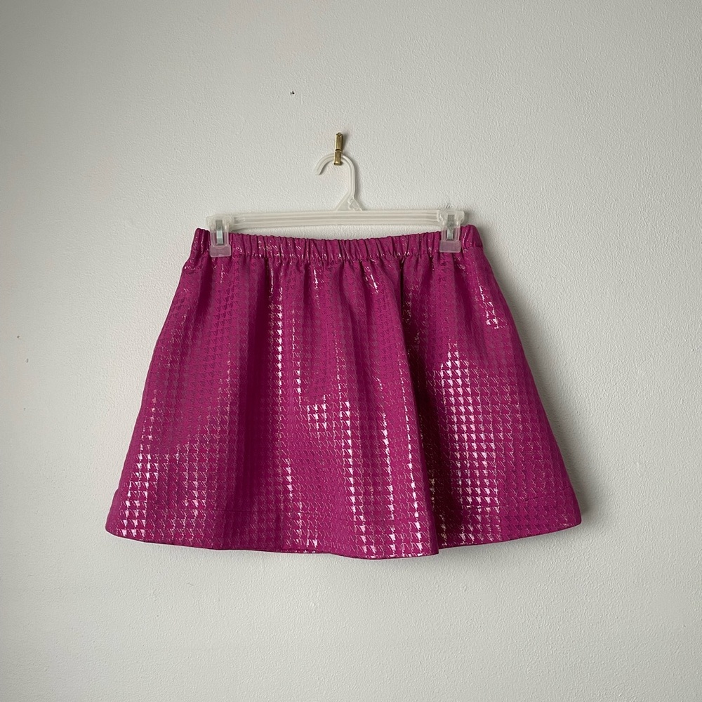 QMack NWT Women's Hot Pink Houndstooth Mini Skirt L